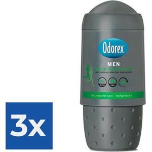 Odorex Deo Roll-on Men - Fresh Protection 50 ml - Voordeelverpakking 3 stuks
