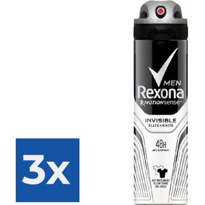 Rexona Deospray Men - Invisible Black + White - 150 ml - Voordeelverpakking 3 stuks