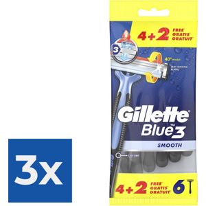 Gillette Blue3 Smooth 4+2 stuks - Voordeelverpakking 3 stuks