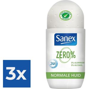 Sanex Deo Roll-on - Zero% Respect & Control 50 ml - Voordeelverpakking 3 stuks