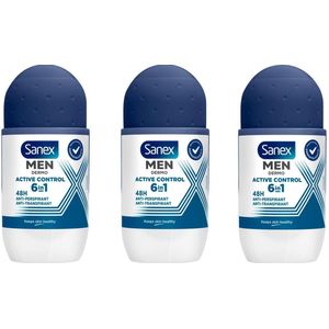 Sanex - Men Active Control - Anti Transpirant Deodorant Roller - 50 ml - Voordeelverpakking 3 stuks
