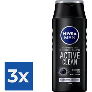 Nivea Shampoo Men  Active Clean 250 ml - Voordeelverpakking 3 stuks