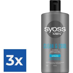 Syoss Men Clean and Cool Shampoo 440 ml - Voordeelverpakking 3 stuks