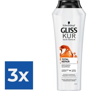 Gliss Kur Shampoo Total Repair 19 - Voordeelverpakking 3 stuks