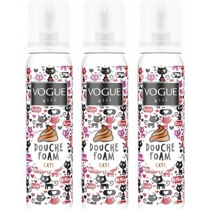 Vogue Girl Douche Foam Cats 100 ml - Voordeelverpakking 3 stuks