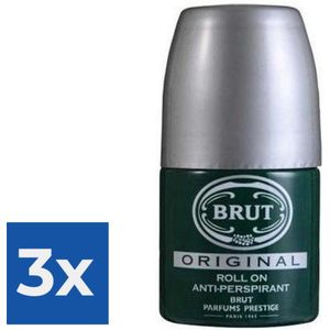 Brut Deo Roll-on - Original - GLAS - 50ml - Voordeelverpakking 3 stuks