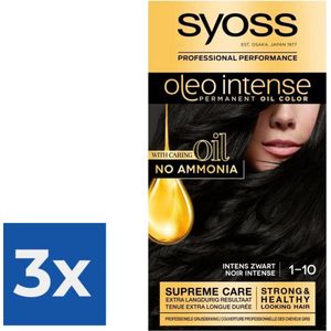 SYOSS Oleo Intense 1-10 Intens zwart Haarverf - 1 stuk - Voordeelverpakking 3 stuks