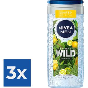 Nivea Douchegel Men  Extreme Wild Fresh Citrus 250 ml - Voordeelverpakking 3 stuks