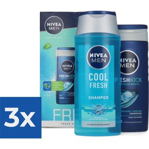 Geschenk Nivea  Men Fresh Kick Douchegel & Shampoo - Voordeelverpakking 3 stuks
