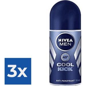 Nivea Deo Roll-On For Men Cool Kick FM 50 ml - Voordeelverpakking 3 stuks