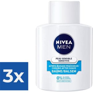 NIVEA MEN Sensitive Cool Aftershave Balsem - Aftershave - 100 ml - Voordeelverpakking 3 stuks