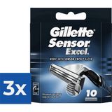 Gillette Sensor Excel - 10 stuks - Scheermesjes - Voordeelverpakking 3 stuks