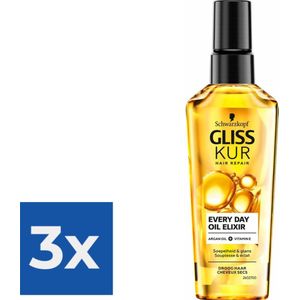 Gliss Kur Every Day Oil Elixir Ultimate Repair - Voordeelverpakking 3 x 75 ml