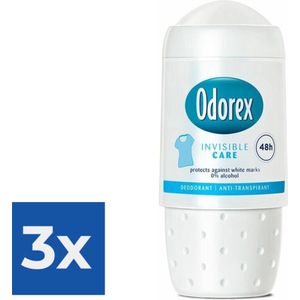 Odorex Deoroller - Invisible Clear 50 ml - Voordeelverpakking 3 stuks