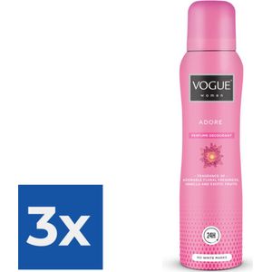 Vogue Adore Parfum Deodorant 150 ml - Voordeelverpakking 3 stuks