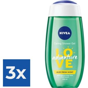 Nivea Douchegel - Love Adventure 250 ml - Voordeelverpakking 3 stuks