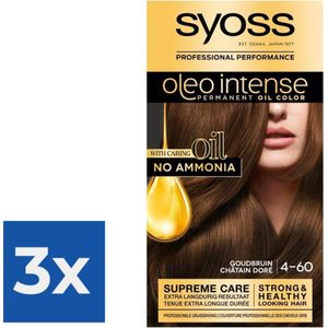 SYOSS Oleo Intense 4-60 Goudbruin Haarverf - 1 stuk - Voordeelverpakking 3 stuks
