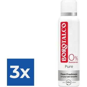 Borotalco Deospray - Pure Clean Freshness 150 ml - Voordeelverpakking 3 stuks