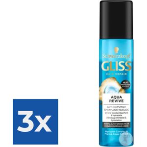 Gliss Kur - Anti-Klit spray - Aqua Revive - Voordeelverpakking 3 x 200 ml