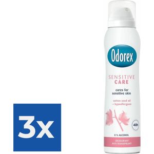 Odorex Deo Spray - Sensitive Care - 150 ml - Voordeelverpakking 3 stuks