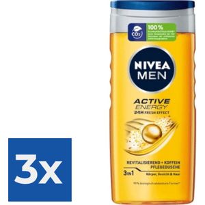 Nivea Douchegel Men - Active Energy 250 ml - Voordeelverpakking 3 stuks