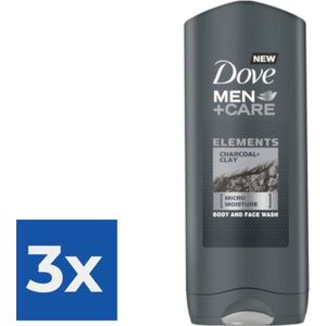 Dove Douchegel Men - Care Elements Charcoal & clay 400ml - Voordeelverpakking 3 stuks