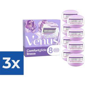 Gillette Venus Comfortglide Breeze Scheermesjes Voor Vrouwen - 8 Navulmesjes - Voordeelverpakking 3 stuks