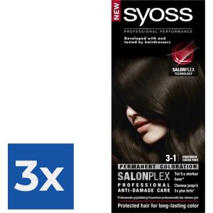 Syoss - Haarverf - 3_1 - Donkerbruin - 115ml x 3
