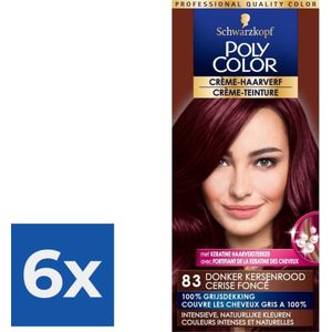 Poly Color Creme Haarverf 83 - Donker Kersenrood - 1 stuk - Voordeelverpakking 6 stuks