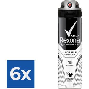 Rexona Deospray Men - Invisible Black + White - 150 ml - Voordeelverpakking 6 stuks