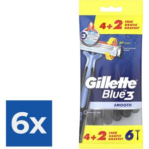 Gillette Blue3 Smooth 4+2 stuks - Voordeelverpakking 6 stuks