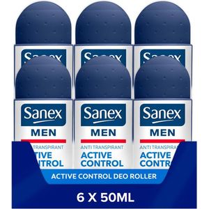 Sanex Men Active Control Anti Transpirant Deodorant Roller 50 ml - Voordeelverpakking 6 stuks