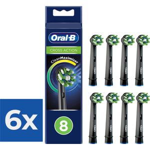Oral-B CrossAction - Met CleanMaximiser-technologie - Opzetborstels - Zwart - 8 Stuks - Voordeelverpakking 6 stuks
