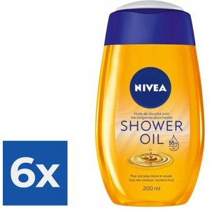 NIVEA Natural Shower Oil Doucheolie - 200 ml - Voordeelverpakking 6 stuks