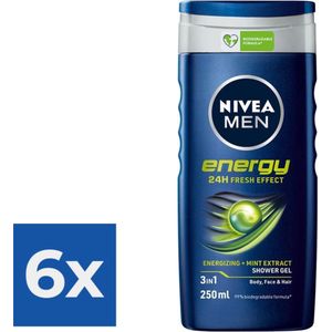 6x Nivea Men Douchegel 3in1 For Men Energy 250 ml