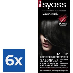 Syoss - Haarverf - 1_1 - Zwart - 115ml x 6