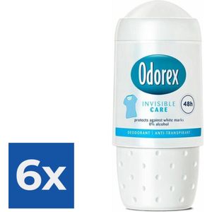 Odorex Deoroller - Invisible Clear 50 ml - Voordeelverpakking 6 stuks