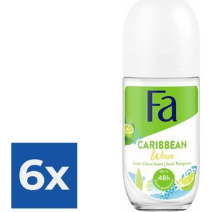 Fa - Deo Roll-on - Caribbean Lemon - 50 ml - Voordeelverpakking 6 stuks