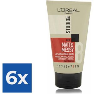 L'Oréal Paris Studio Line Matt & Messy Zero Shine Fibre Paste - 150 ml - Voordeelverpakking 6 stuks