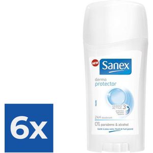 Sanex Deo Stick Dermo Invisible 0% Alcohol & Aluminium Salts - Voordeelverpakking 6x65ml