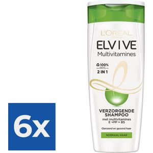 L’Oréal Paris Elvive Multivitamines 2-in-1 - 250 ml - Shampoo - Voordeelverpakking 6 stuks