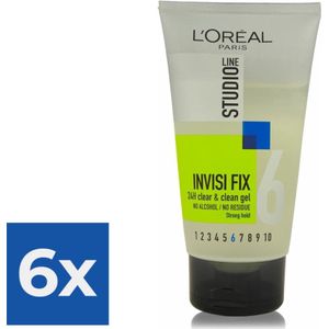 L'Oréal Paris Studio Line Invisi Fix 24H Clear & Clean Gel - 150 ml - Strong - Voordeelverpakking 6 stuks