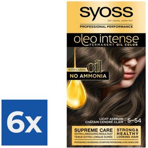 SYOSS Oleo Intense 5-54 Licht Asbruin haarverf - 1 stuk - Voordeelverpakking 6 stuks