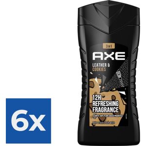 Axe Leather & Cookies 3-in-1 Douchegel - 250 ml - Voordeelverpakking 6 stuks