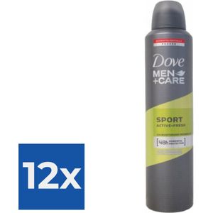 Deodorant Spray Dove Mens Sport Active + Fresh (250 ml) - Voordeelverpakking 12 stuks