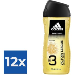 Adidas Douche & Shampoo Men - Victory League 250ML - Voordeelverpakking 12 stuks