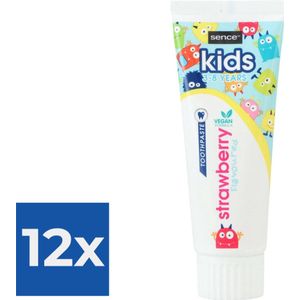 Sence Tandpasta Kids Aardbei 12 x75 ml - Vegan 3 tot 8 Jaar