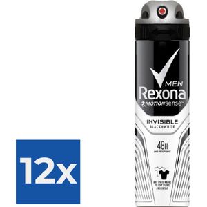 Rexona Deospray Men - Invisible Black + White - 150 ml - Voordeelverpakking 12 stuks