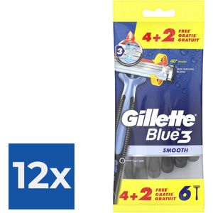 Gillette Blue3 Smooth 4+2 stuks - Voordeelverpakking 12 stuks