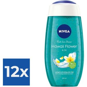 NIVEA Douchegel Hawaii Flower & Oil - 250 ml - Voordeelverpakking 12 stuks